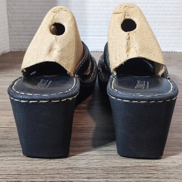 Born Leather Sandals Size 9 Slip On Block Heeled Comfort Dressy Slides Shoes - Picture 5 of 15